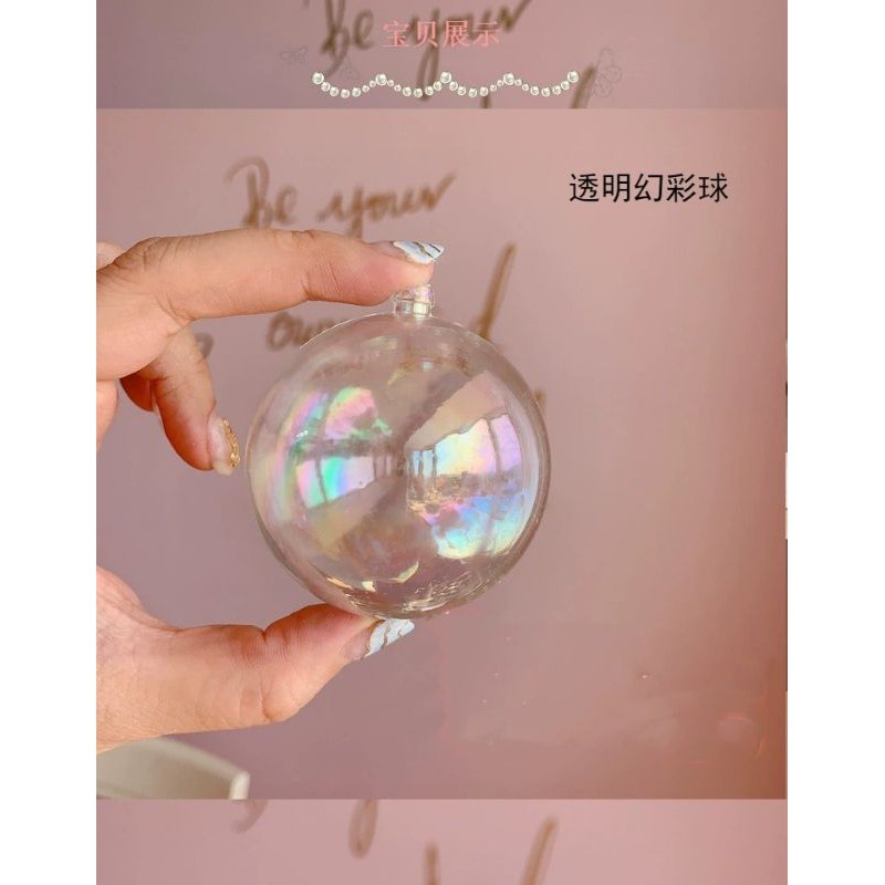 Set 4 Quả Cầu Trong Suốt Đính Ngọc Trai Trang Trí Bánh Kem