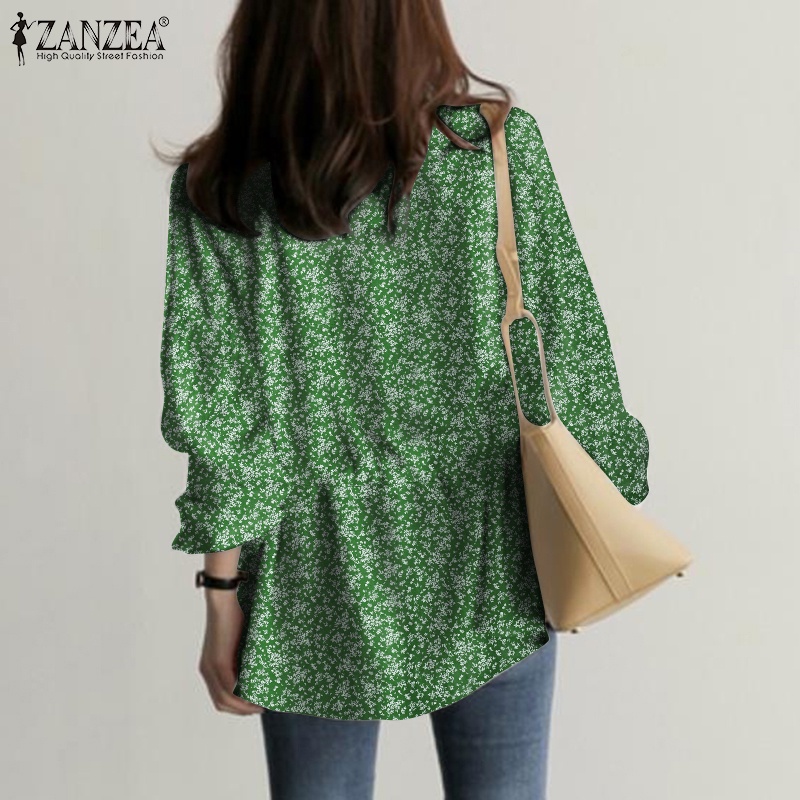 Zanzea Áo Kiểu Tay Dài Rút Dây Eo Co Giãn In Họa Tiết Thời Trang Cho Nữ