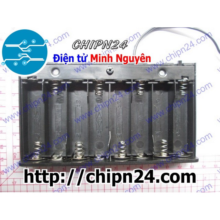 [1 CÁI] Hộp Đế pin 8 viên AA (có nắp, có công tắc)