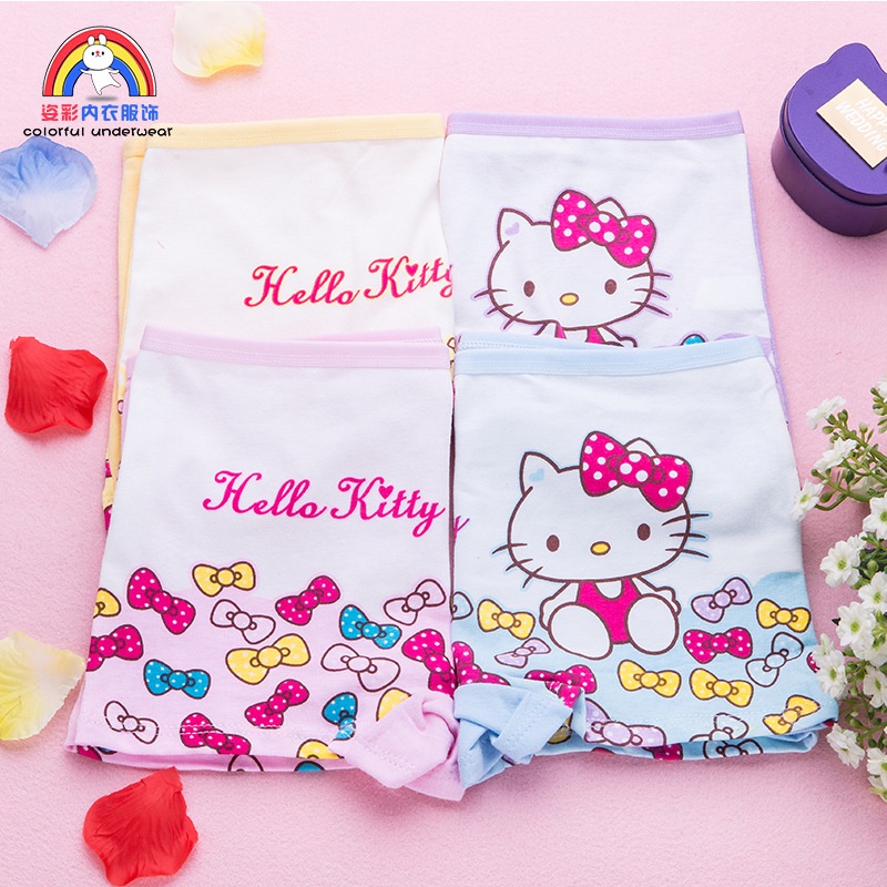 Set 4 quần lót đùi bé gái Hello Kitty Chất cotton mềm mịn size từ 10-28kg