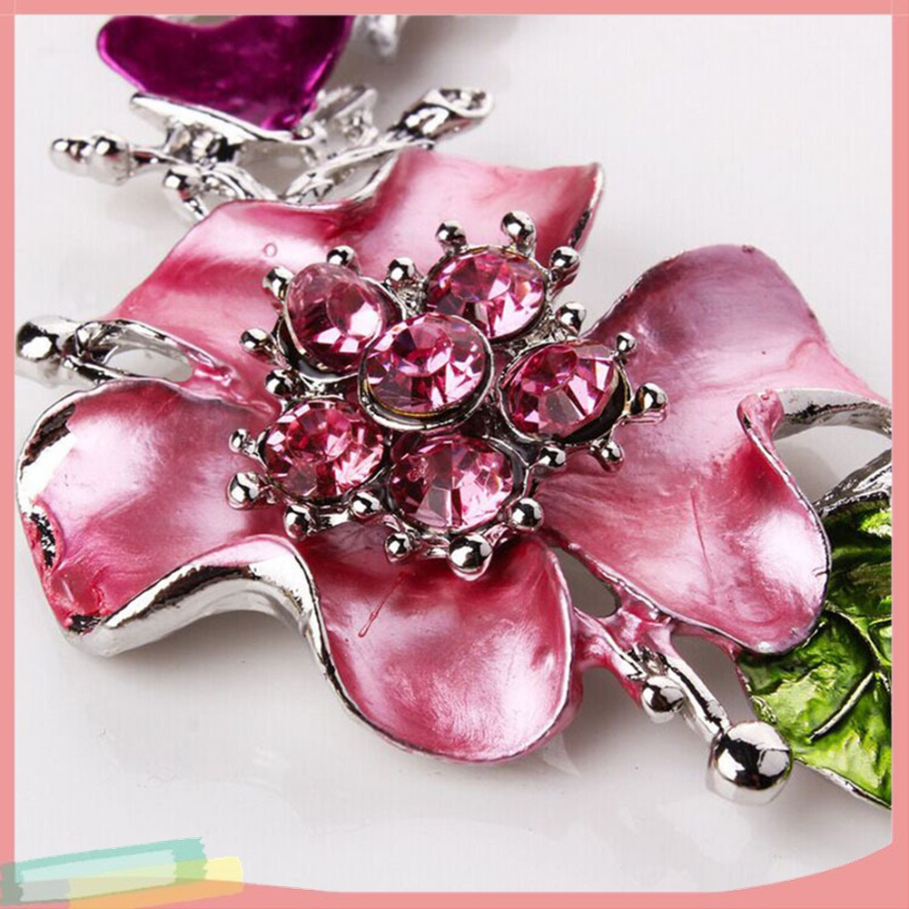 Bộ Vòng cổ + Đôi Khuyên Tai Mặt Hoa Đính Đá Nhiều Màu Thời Trang Cho Nữ