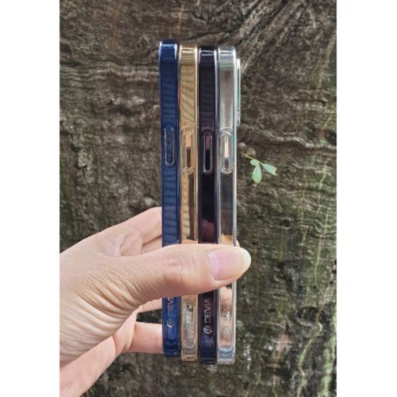 Ốp lưng DEVIA Cực Đẹp lưng trong viền màu cho Iphone 13 pro max/13/13 pro/ 12 / 12 Pro/ 12 Pro Max/ 12 mini