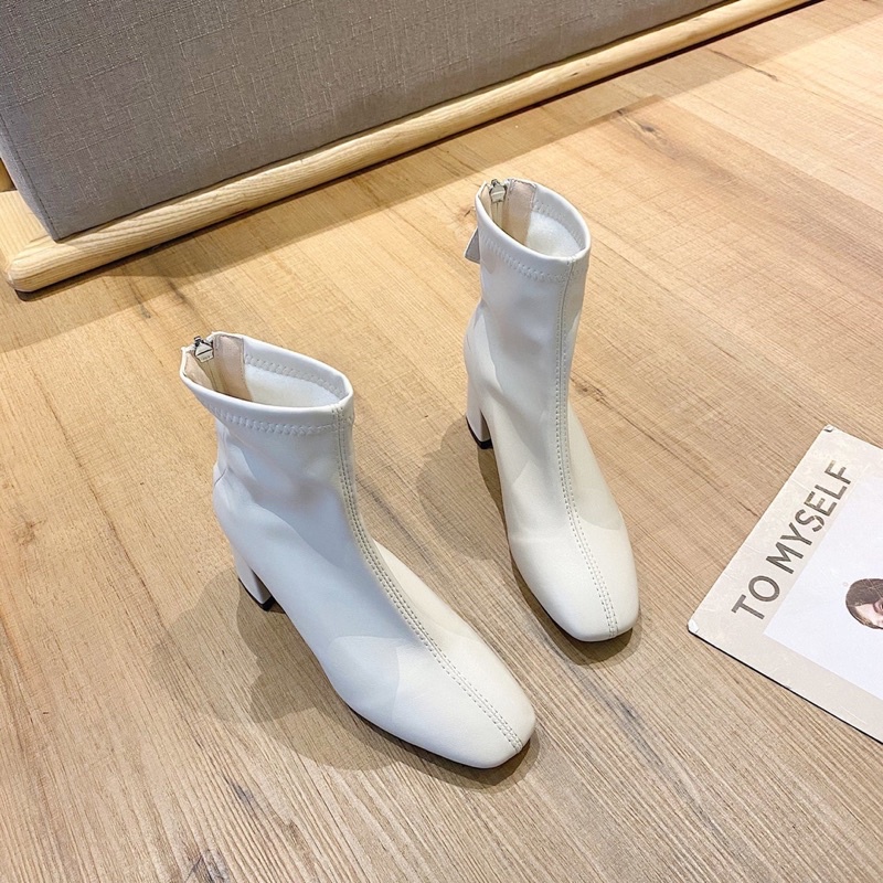 bốt nữ da mềm đế vuông thời trang,boots nữ cao cổ Luhana khoá sau ulzzang phong cách hàn quốc siêu đẹp