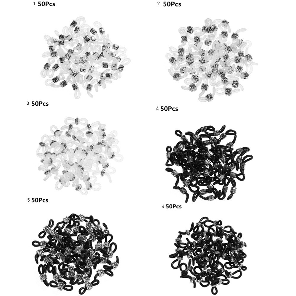Set 50 Móc Giữ Mắt Kính Chống Trượt Màu Trắng / Đen Tùy Chỉnh Tiện Dụng