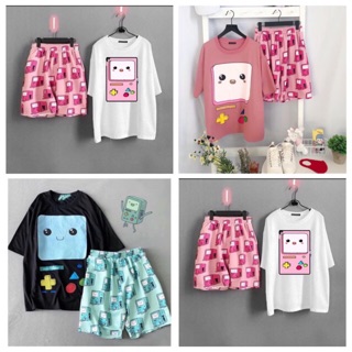 Set áo bmo đen + quần short cartoon bmo unisex