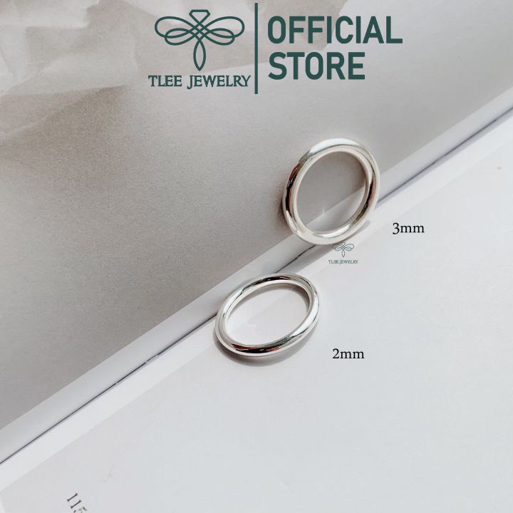 Nhẫn bạc unisex TLEE trơn bo tròn bản rộng bạc nguyên chất TleeJewelry A0283