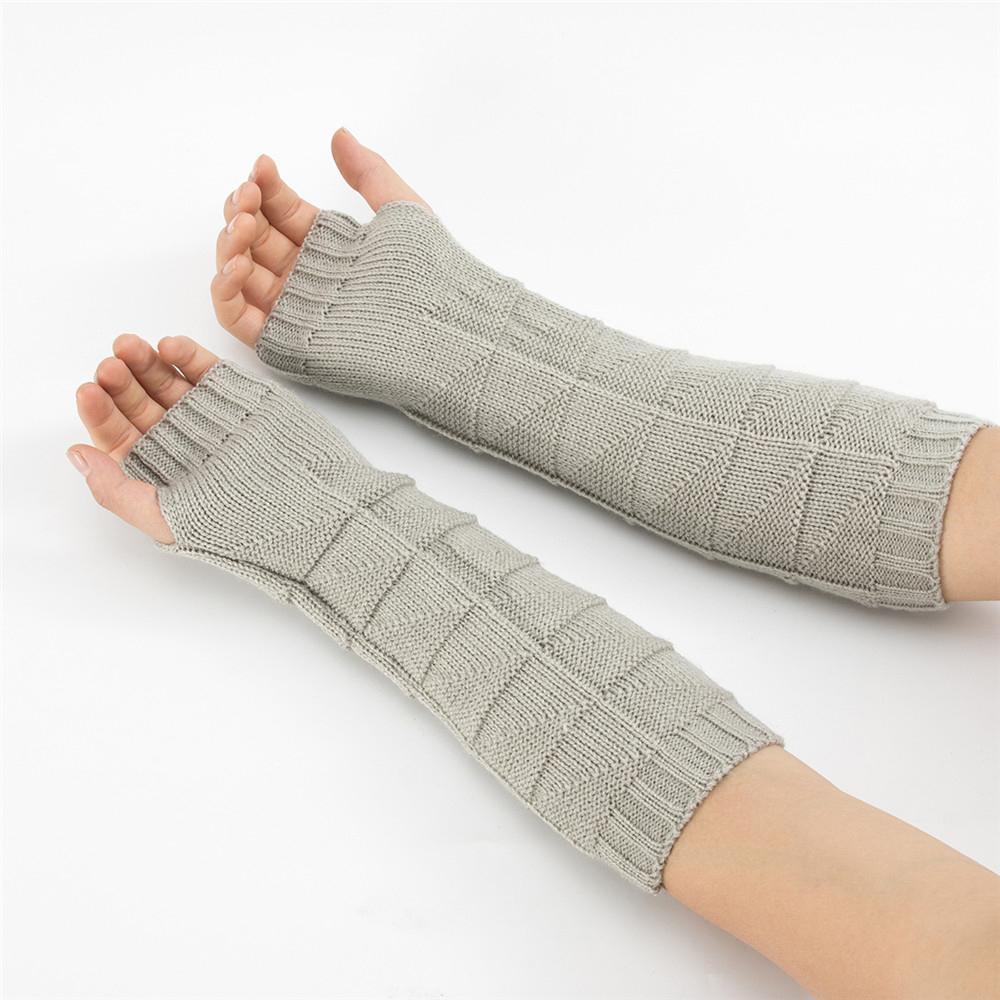 Găng Tay Dệt Kim Dài Mềm Mại Màu Sắc Ngọt Ngào Giữ Ấm Cánh Tay