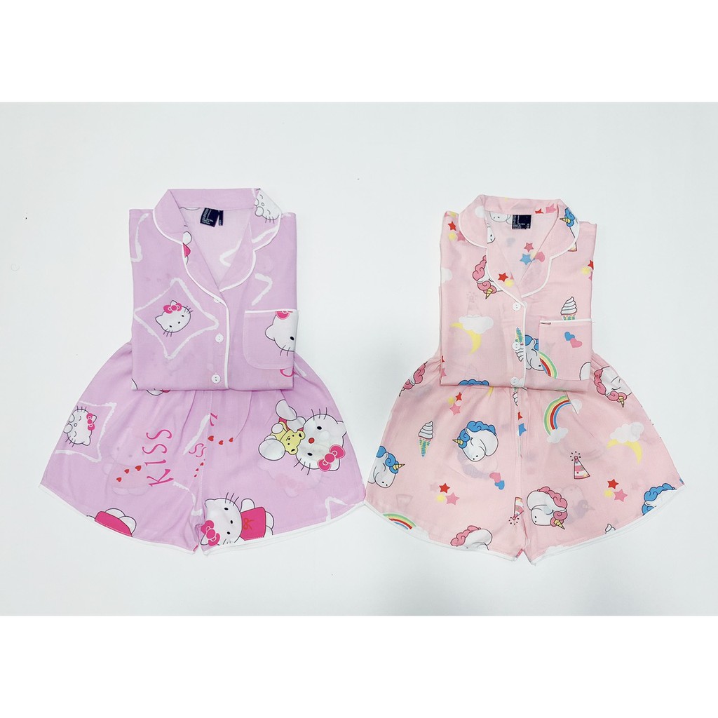 Đồ bộ đùi Pyjama vải tole F21 (TỪ 8-25KG) (MÀU 1-10)