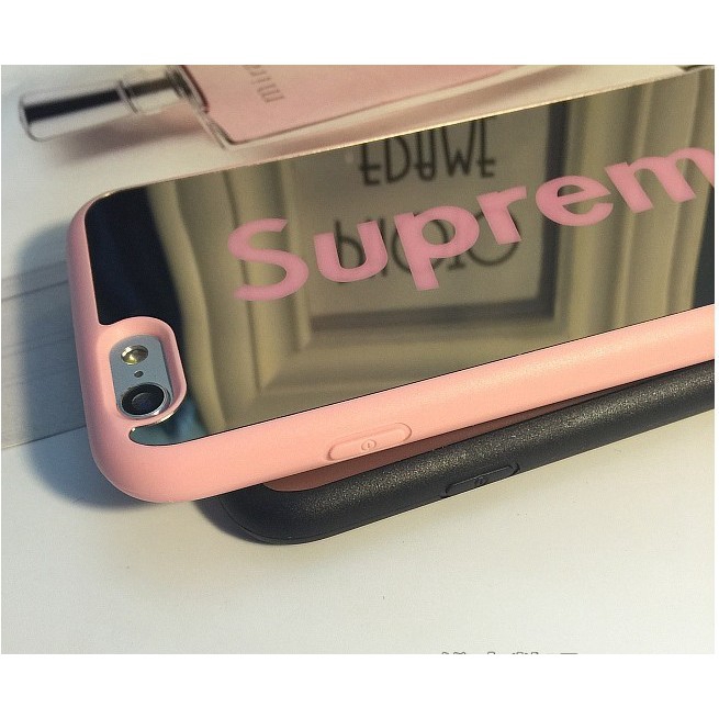 Ốp điện thoại mặt tráng gương in chữ supreme dành cho iPhone 5 /5s/SE/6/6S/7/8 7P 8P 6P 6SP X
