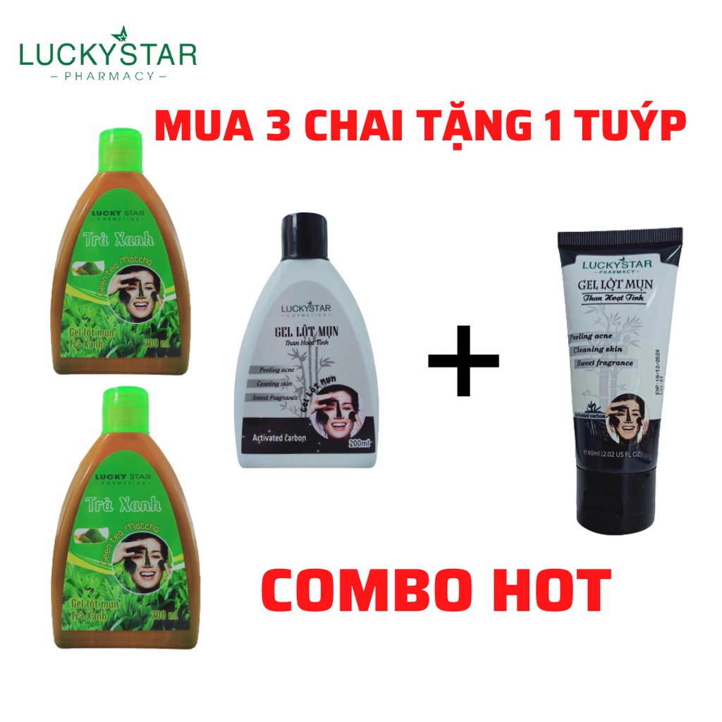 [COMBOHOT]  2 Gel Trà Xanh + 1 Gel Than 200ml Tặng 1 Tuýp Gel Than 60gr