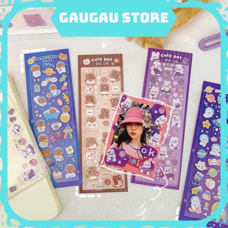 Sticker Trang Trí Gấu Thỏ Kiểu Hàn Quốc Xinh Xắn Cho Học Sinh [ Hỏa Tốc, Hàng Loại 1 ]