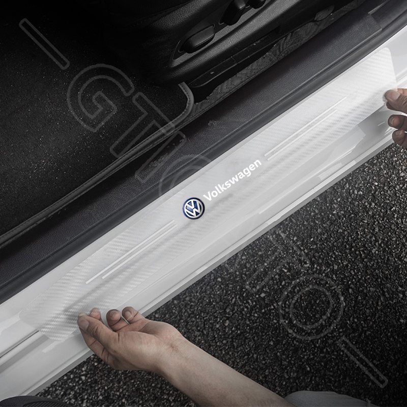 GTIOATO 4 Chiếc Trong Suốt Sợi Carbon Dán Xe Dán Cửa ô Tô DáN ChốNg XưỚC Ô Tô Bảo Vệ Cửa ô Tô Phụ KiệN Xe HơI Cho Volkswagen Tiguan Beetle Polo Teramont Scirocco Santana Passat Jetta TCross Touareg