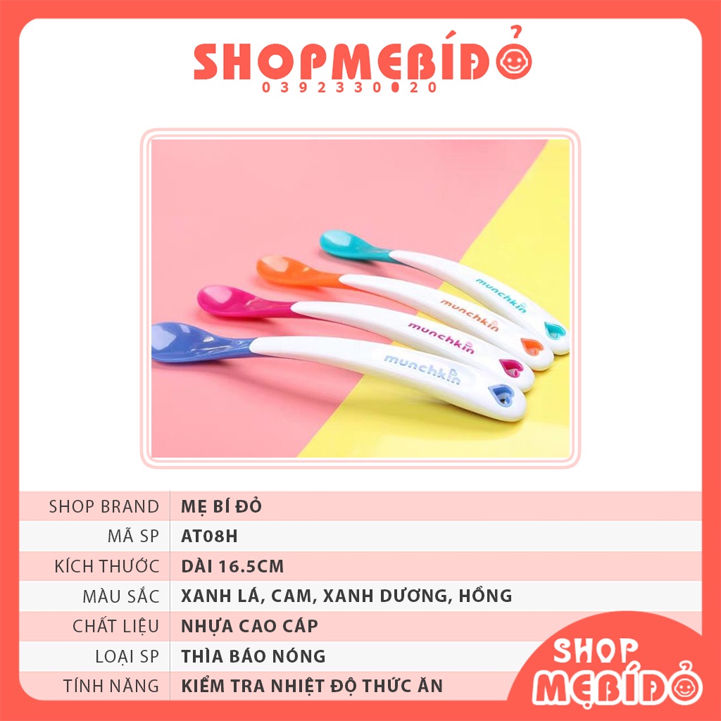 Thìa Báo Nóng Munchkin Cao Cấp Chính Hãng Cho Bé Ăn Dặm Shop Mẹ Bí Đỏ AT08H