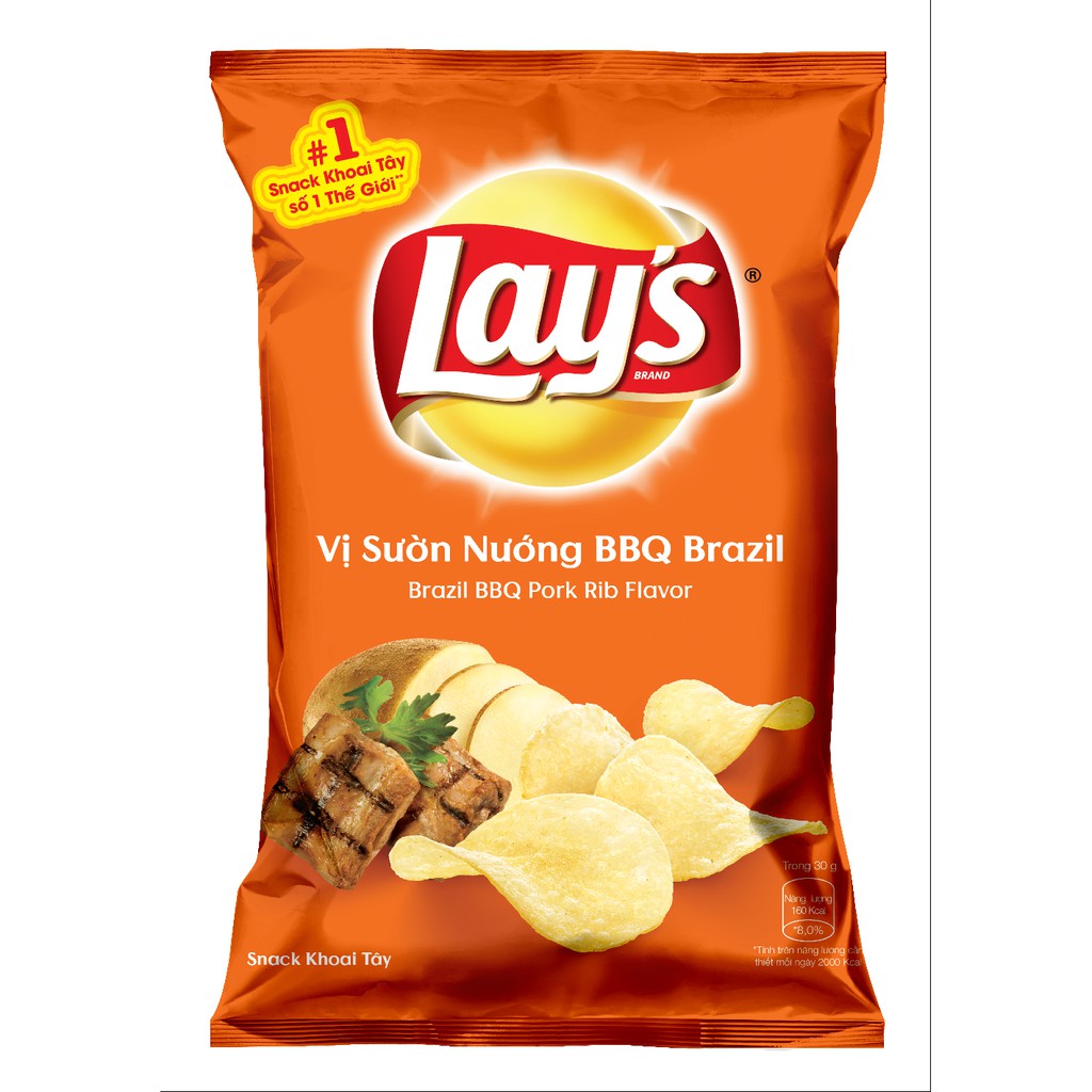 Combo 4 Snack Khoai Tây Lay's Mix 95g/gói vị : Tự nhiên Classic, Tảo Biển Nori, Sườn Nướng BBQ và Thăn bò nướng Texas