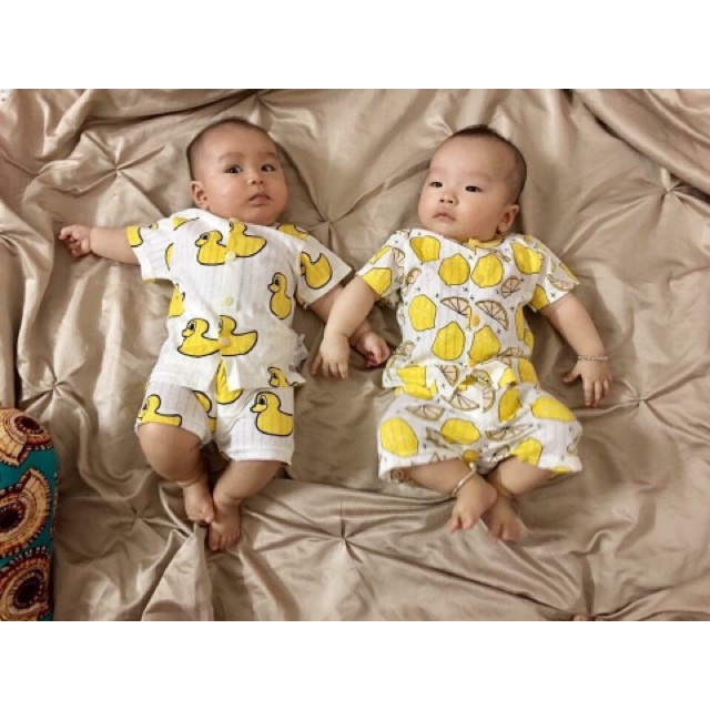 Đồ bộ cộc tay cho bé trai và bé gái chất cotton giấy AM219 , quần áo trẻ em cho bé sơ sinh đến 15kg