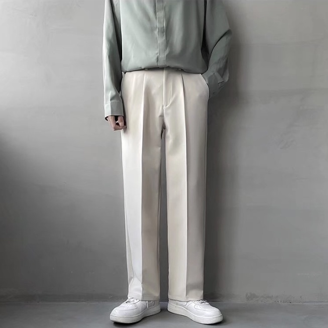 Quần tây ống suông rộng màu trơn đơn giản thời trang Hàn Quốc cho nam đồ bộ quần dài fashion quần ống suông simple quần tây nam from rộng