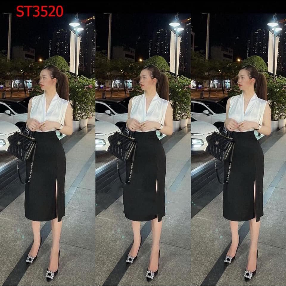 Set thiết kế áo lụa, chân váy bút chì xẻ tà cao cấp (S20) | BigBuy360 - bigbuy360.vn