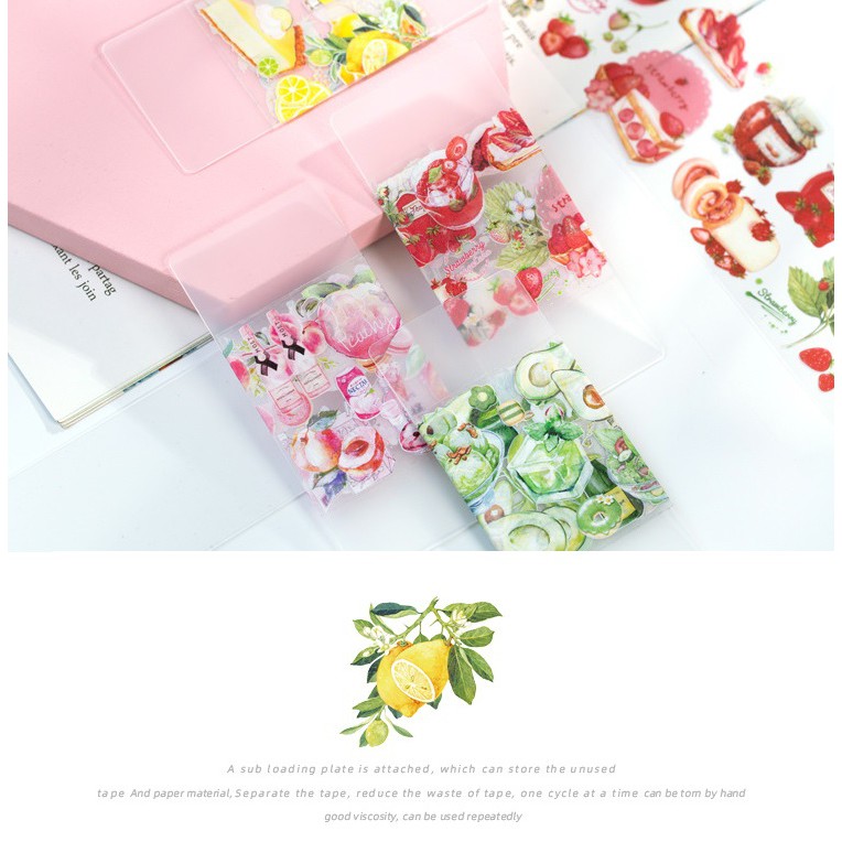 [TẶNG TẤM CHIẾT TAPE] Băng dính trái cây trong suốt dạng tấm WT302