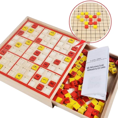 Bộ trò chơi Sudoku và cờ Caro đa năng 2 in 1 bằng gỗ