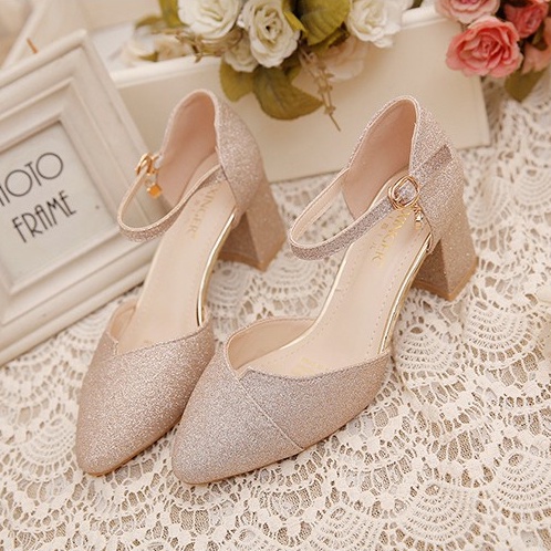 Giày cao gót nữ mã C24 cao 5p màu vàng ánh kim form chuẩn hàng siêu đẹp