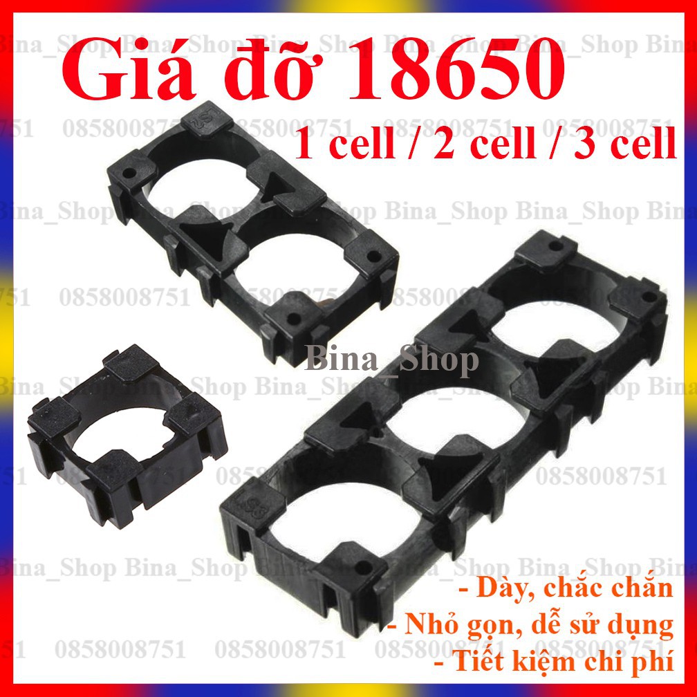 Khay Pin 18650 Khung Giá Đỡ 1/2/3 Cell Ghép Pin 1S 2S 3S