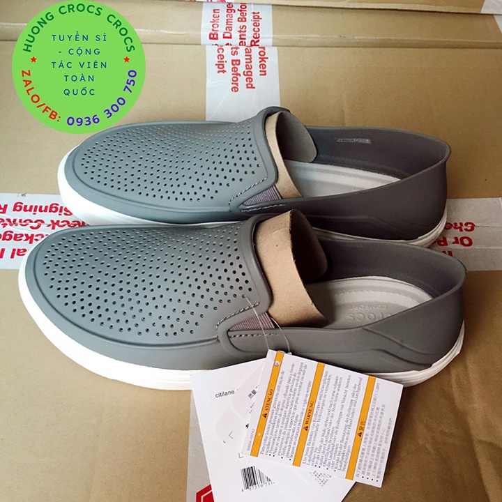 GIÀY NHỰA CROS CITILANE ROKA SLIP ON CHO NAM MÀU XÁM XUẤT XỊN FULL BOX