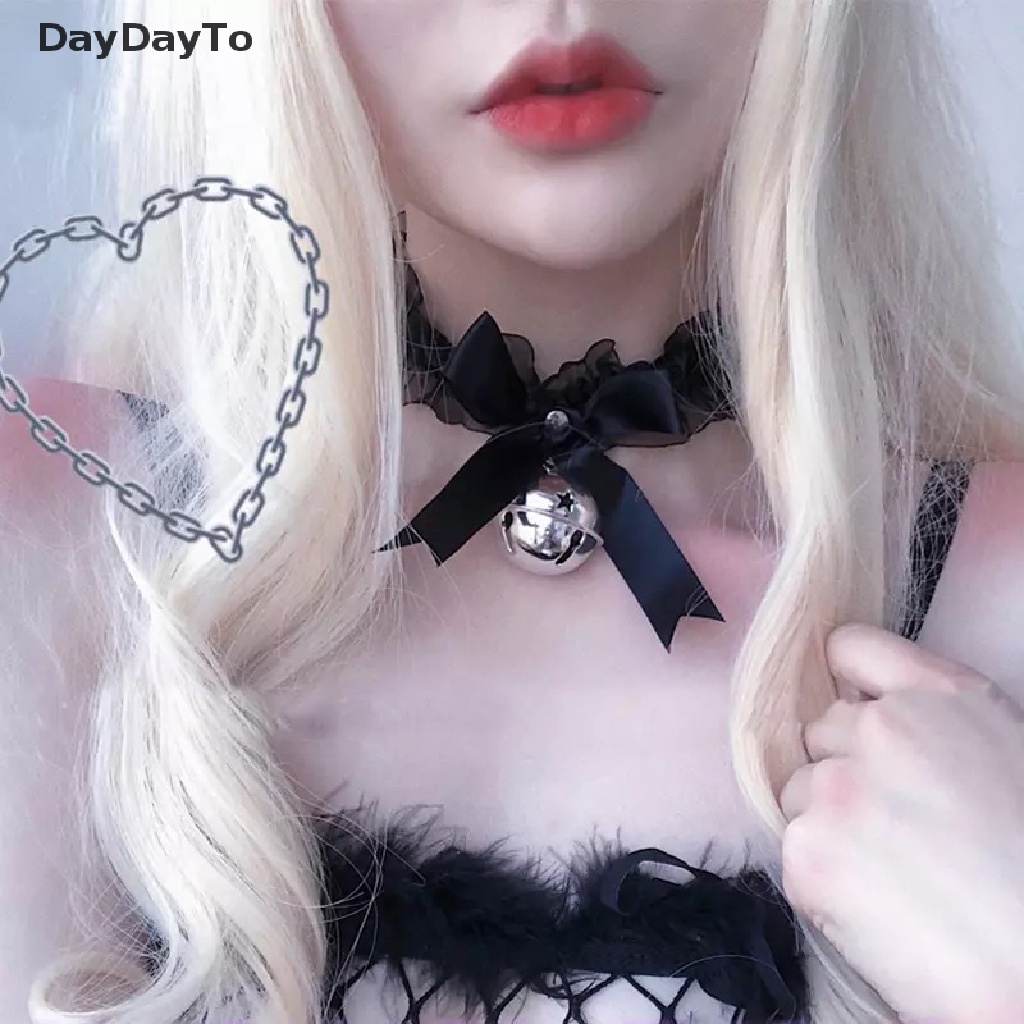 DayDayTo New Adjustable Lace Choker with Bell Sweet Cute Gothic Choker Necklaces Collar .
