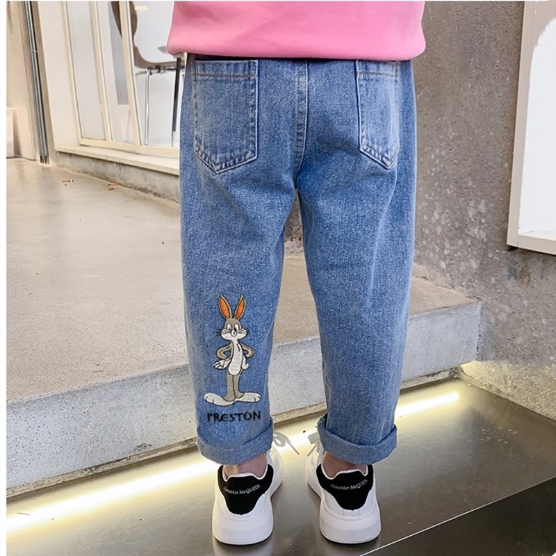 Quần Jean Dài Thiết Kế Đơn Giản Thời Trang Cho Bé Gái 2-9 Tuổi