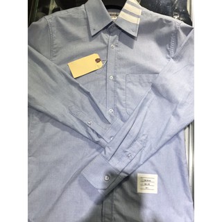 TB - ÁO SƠ MI NAM NỮ TAY DÀI OXFORD THOM BROWN, XANH VIỀN 4 SỌC TRẮNG Ở CỔ, ĐỦ TAGS, CỜ SAU GÁY, MENSWEAR WOMENSWEAR