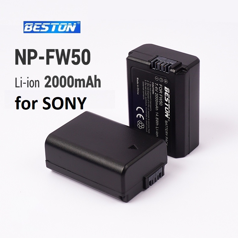 Pin sạc NP-FW50 2000mAh BESTON Dùng Cho Máy Ảnh Sony a6100 a6300 a6500 a7m2 r2 s2 a5100 NEX-C3 NEX-C7 a33 a37 a55