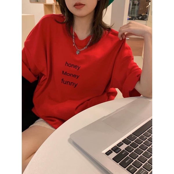 [Rẻ vô địch] Áo thun cotton tay lỡ dáng rộng unisex -Honey money