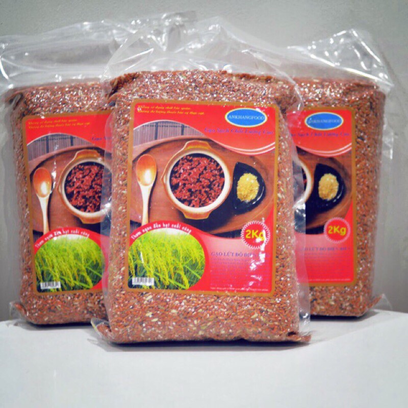 Gạo lứt dẻo đỏ ĐIÊN BIÊN  siêu ngon eatclean ăn kiêng giảm cân gói 2kg hút chân không.