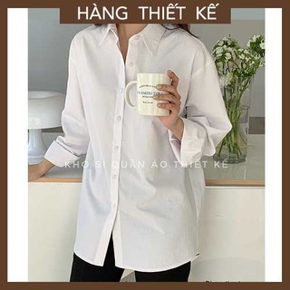 Áo sơ mi nữ hàng thiết kế dài tay màu trắng phom Hàn Quốc