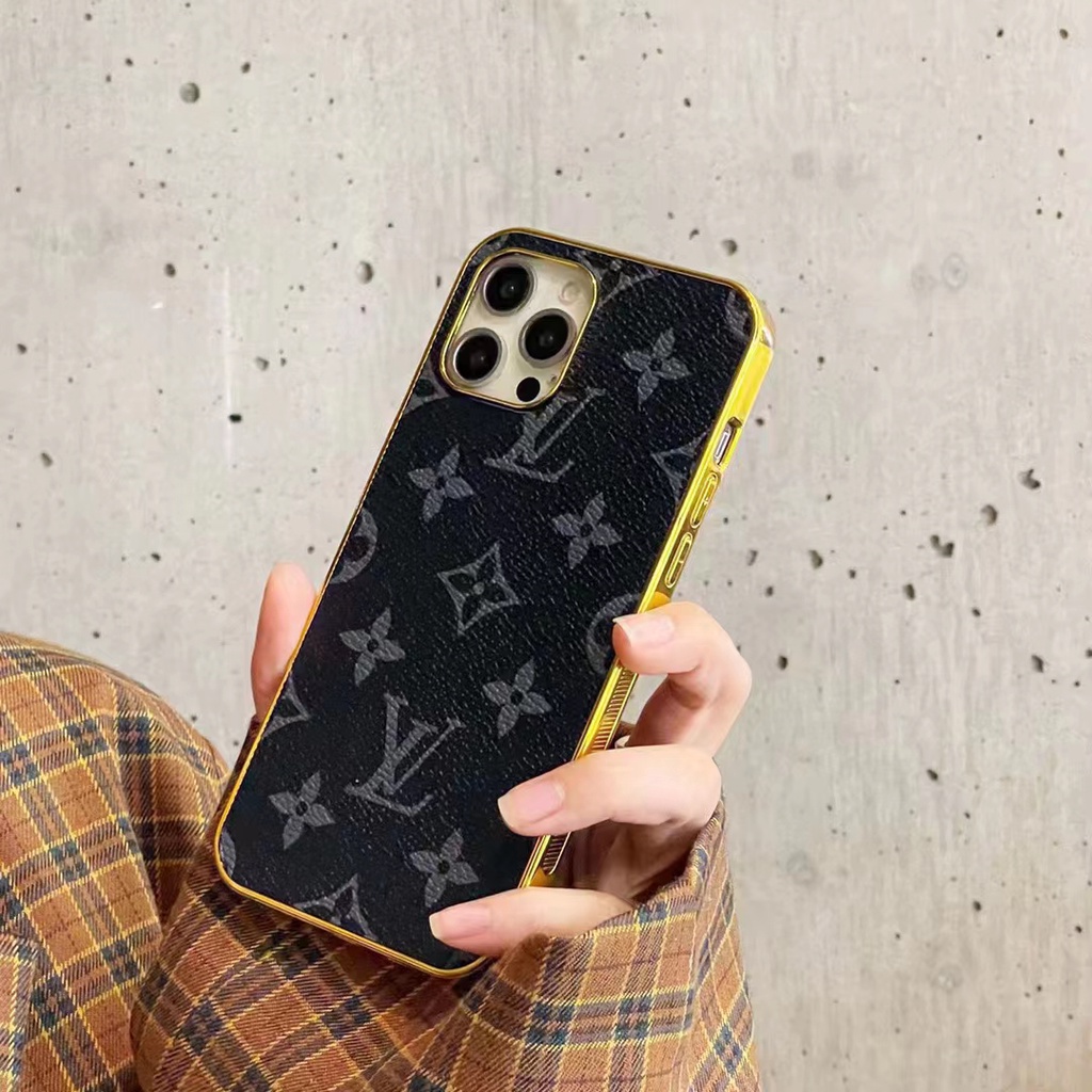 Ốp Điện Thoại Da Chống Sốc Họa Tiết lv Sang Trọng Cho iphone 13 12 14 pro max