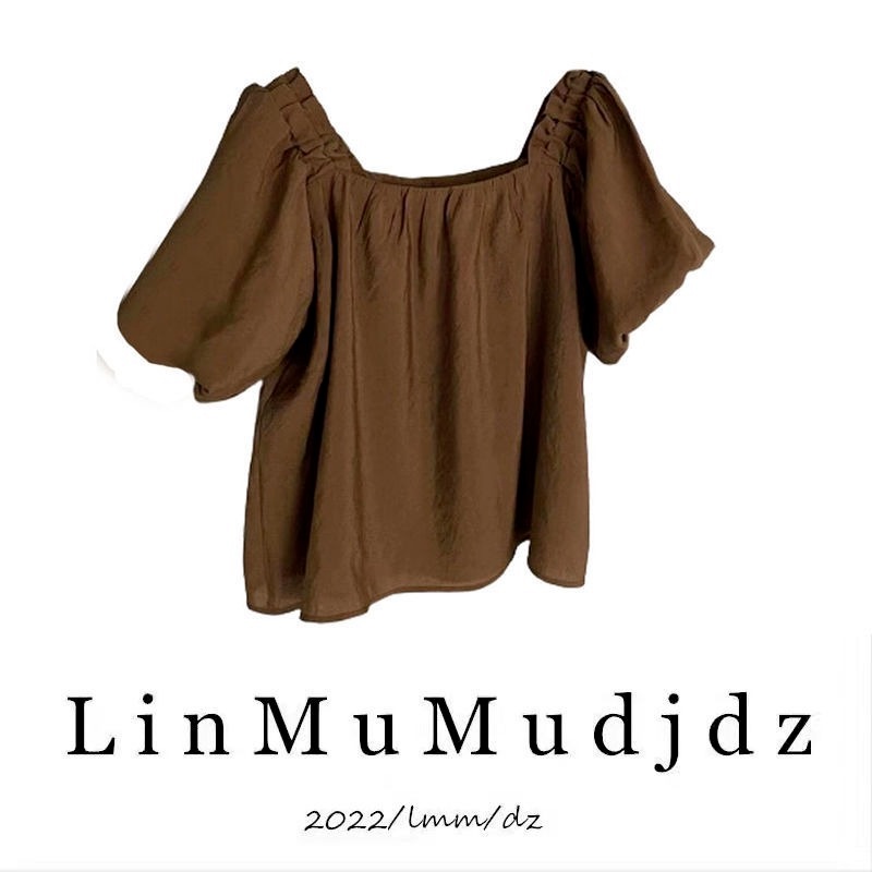 Áo Sơ Mi Tay Ngắn Cổ Vuông Màu Trơn Dáng Rộng Thời Trang Mùa Hè Cho Nữ