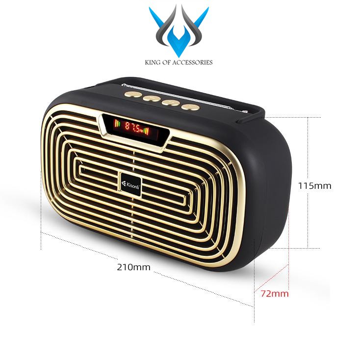 Loa bluetooth Kisonli KS-1990 tích hợp anten, kèm romote, hỗ trợ thẻ nhớ/ USB/ FM/ AUX (Màu ngẫu nhiên)