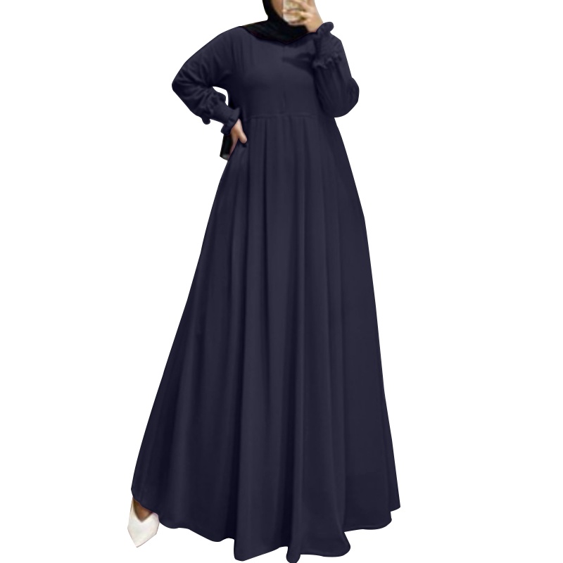 Zanzea Đầm Dài Tay Phồng Xếp Ly Phong Cách Vintage Thời Trang Cho Nữ