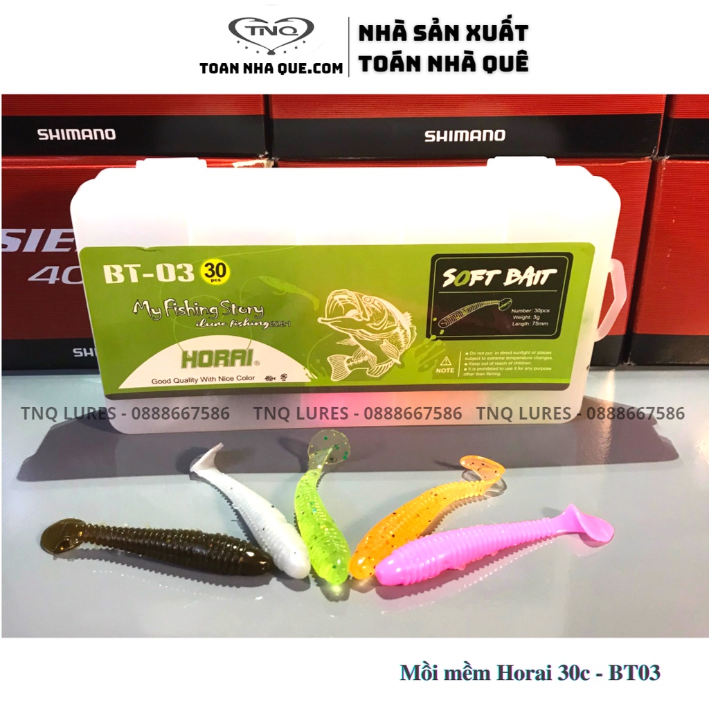 [ MẪU MỚI] Mồi mềm câu lưỡi sắt Horai BT03 (30 con) - TNQ LURES