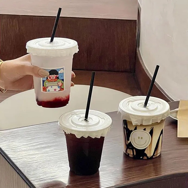 Ly Uống Nước Trong Suốt Dùng Một Lần Kèm Ống Hút Và Ống Hút Tiện Dụng