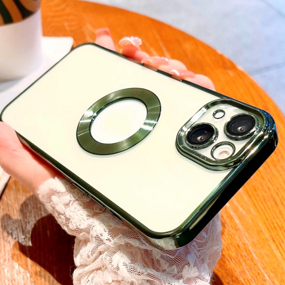 Ốp iphone 14 pro max 13 pro max 12 pro max 11 pro max X xr Xs Max 7 plus 8 - ốp lưng hở táo viền vuông màu xanh và rêu