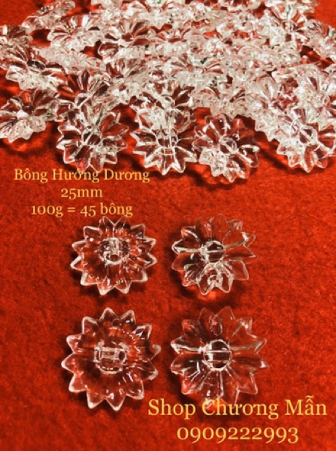 Chuỗi Hạt Bông Hướng Dương Bẹt &amp; Pha Lê Nhựa