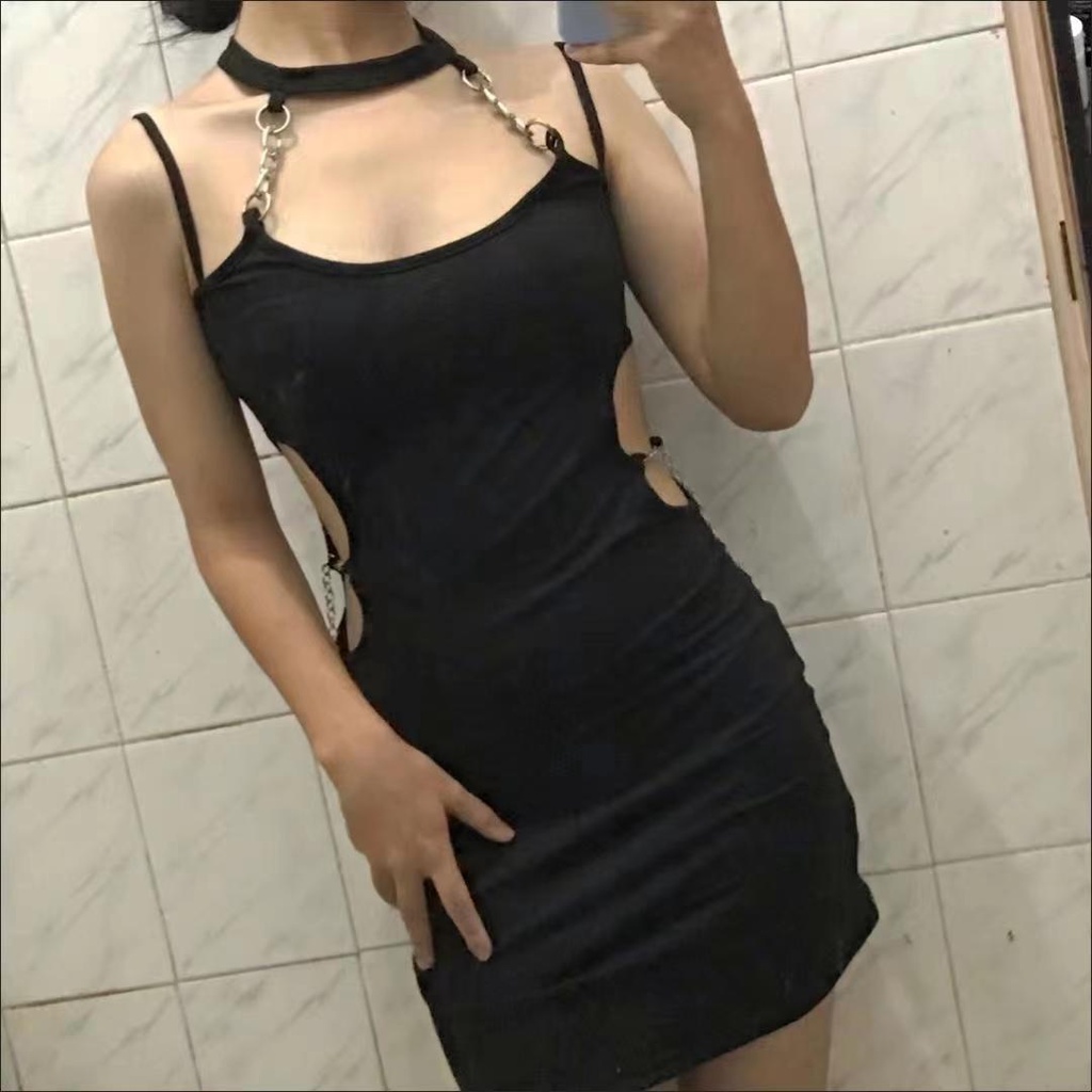 Mùa Hè 2022 Mới✨✨ Thiết Kế Váy Địu✨✨ Đầm Dây Phối Xích Thời Trang Gợi Cảm Dành Cho Nữ