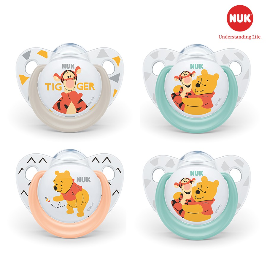 BỘ 2 TI GIẢ NUK SLEEPTIME SILICONE PLUS (DISNEY). Ti giả cho bé từ 0 - 6M. Tặng kèm tấm lót chống thấm cho bé.