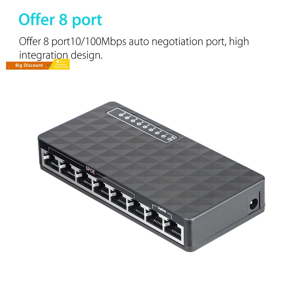 Bộ Chia 8 Cổng Mạng Lan Rj45 10 / 100 Mbps