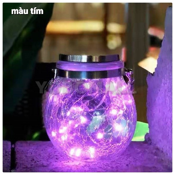 Đèn Led Trang Trí Bình Thủy Tinh Tròn Treo Nhà Hàng, Cà phê, Sân Vườn Năng Lượng Mặt Trời - Yobomall