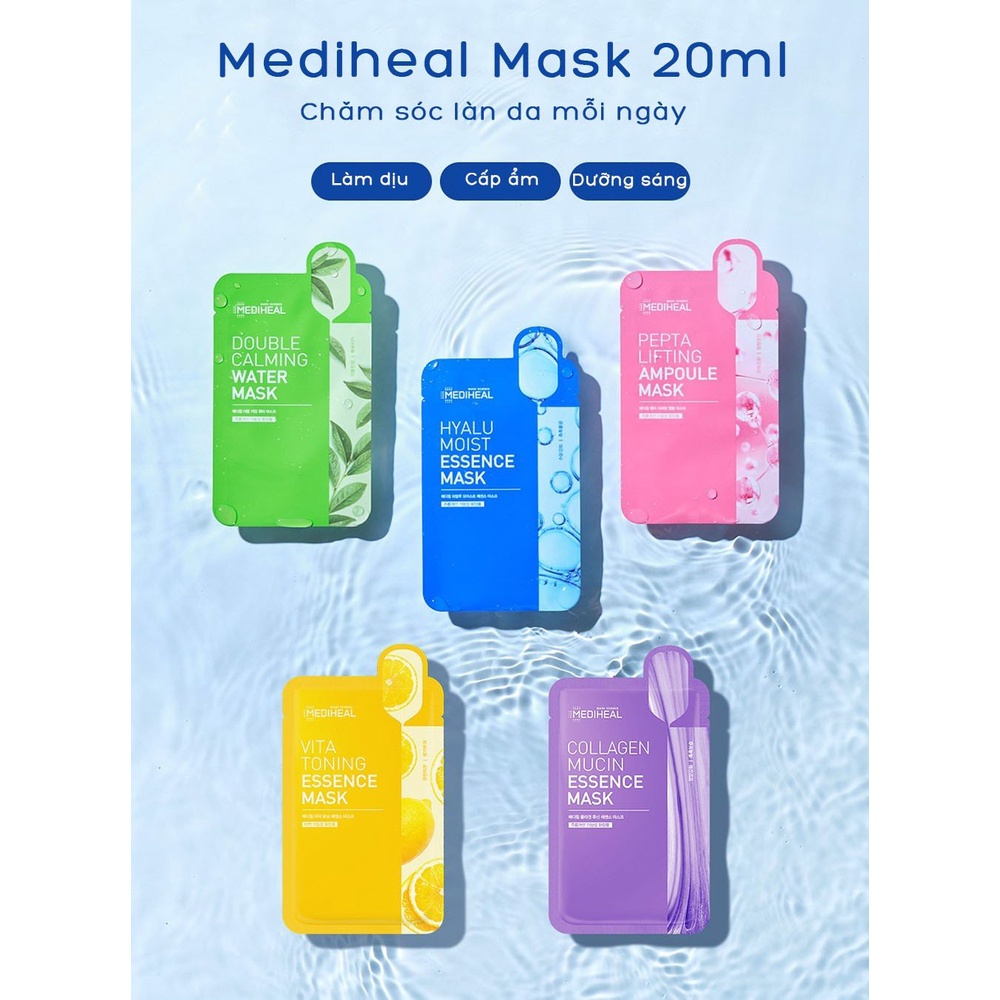 Mặt Nạ Giấy Cấp Ẩm, Ngừa Lão Hóa, Căng Bóng Da Chuyên Sâu MEDIHEAL Essence/Ampoule/Water Mask - MỚI 2021