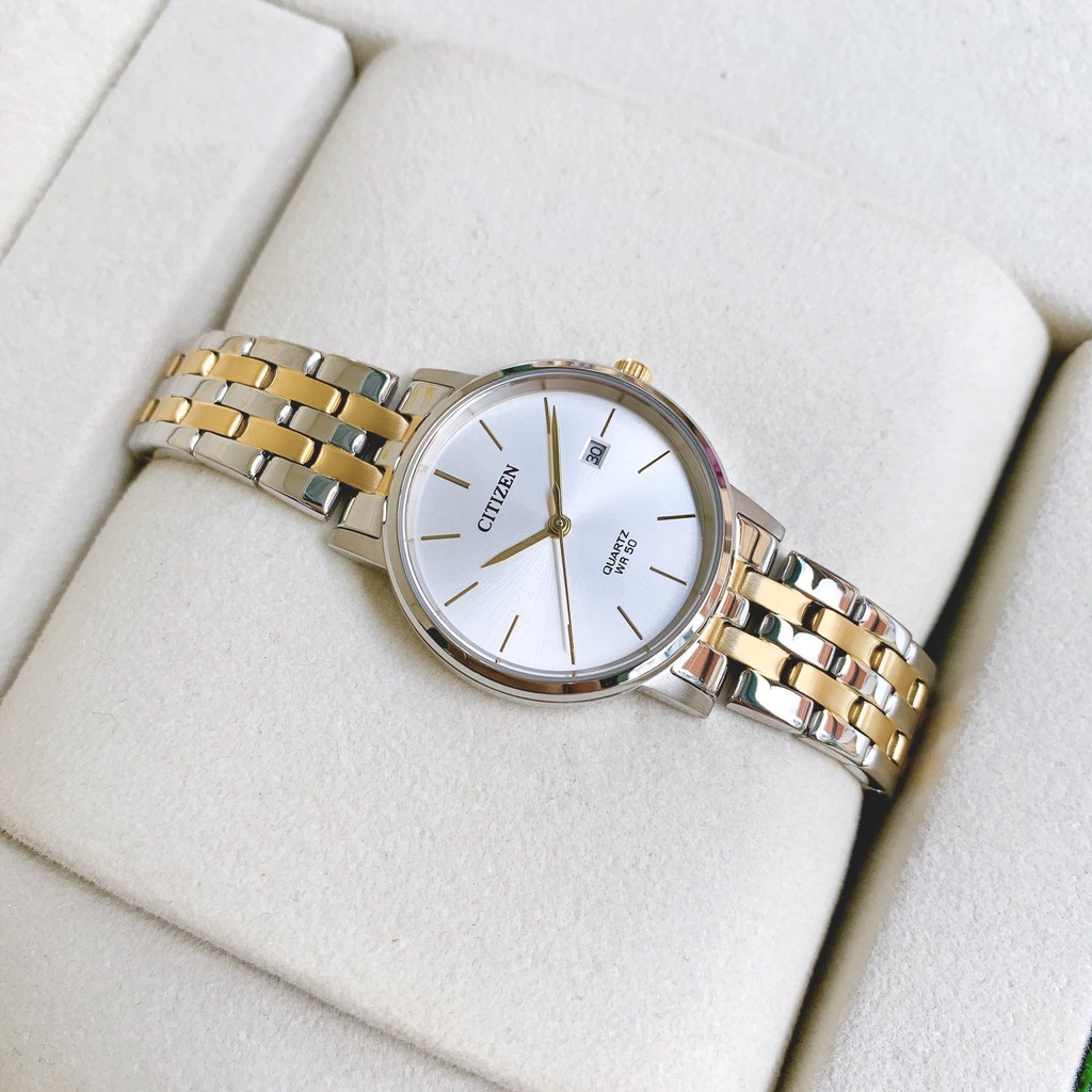 Đồng hồ đôi chính hãng Citizen BI5074-56A & EU6094-53A - Máy Quartz pin - Kính khoáng cường lực