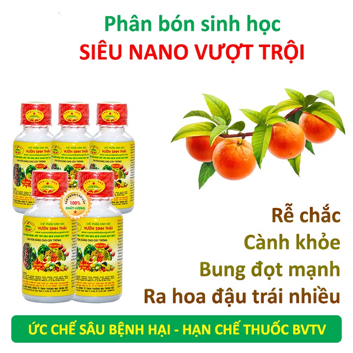 [Combo 5 chai] Chế phẩm sinh học VƯỜN SINH THÁI. Phân bón NANO giúp rễ chắc, cành khỏe, đọt mạnh, siêu ra hoa đậu trái