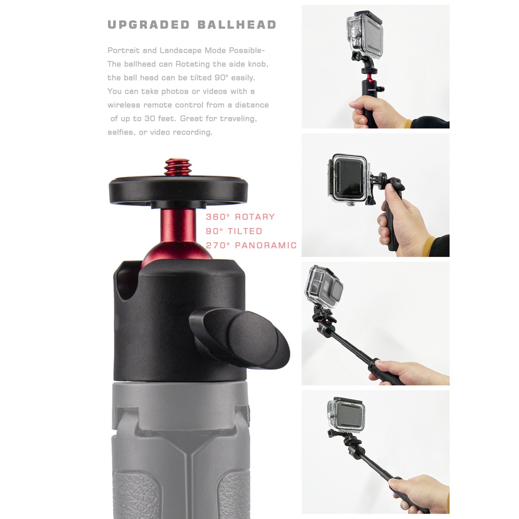 Bộ phụ kiện LAMMCOU gồm giá đỡ ba chân và khung bảo vệ cho camera hành trình mini hero10 hero 10 9