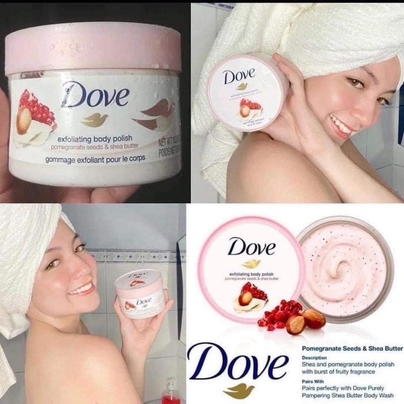 Tẩy tế bào chết body Dove  225ml loại bỏ tế bào chết để lộ ra một lớp da mới rạng rỡ, đẹp đẽ Hương thơm quyến rũ